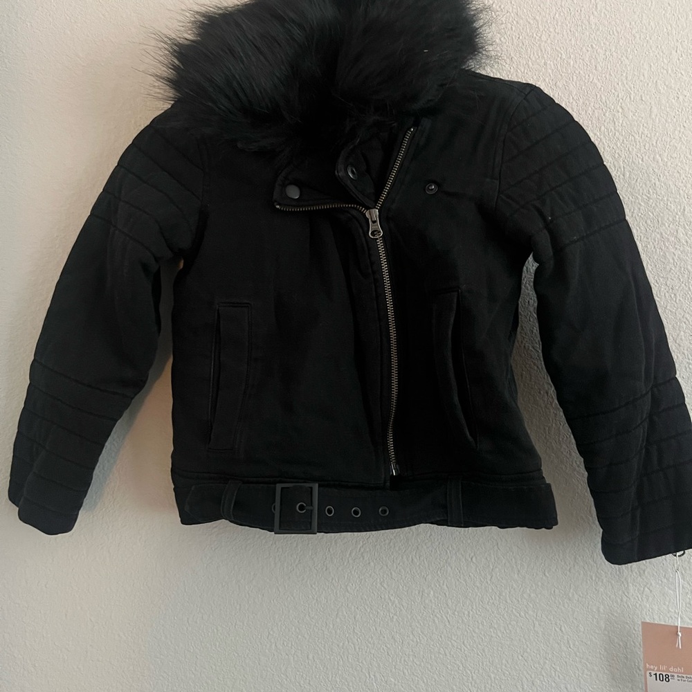 NWT Girls Bella Dahl Black Insulated Puffer Coat with High Collar Size 8